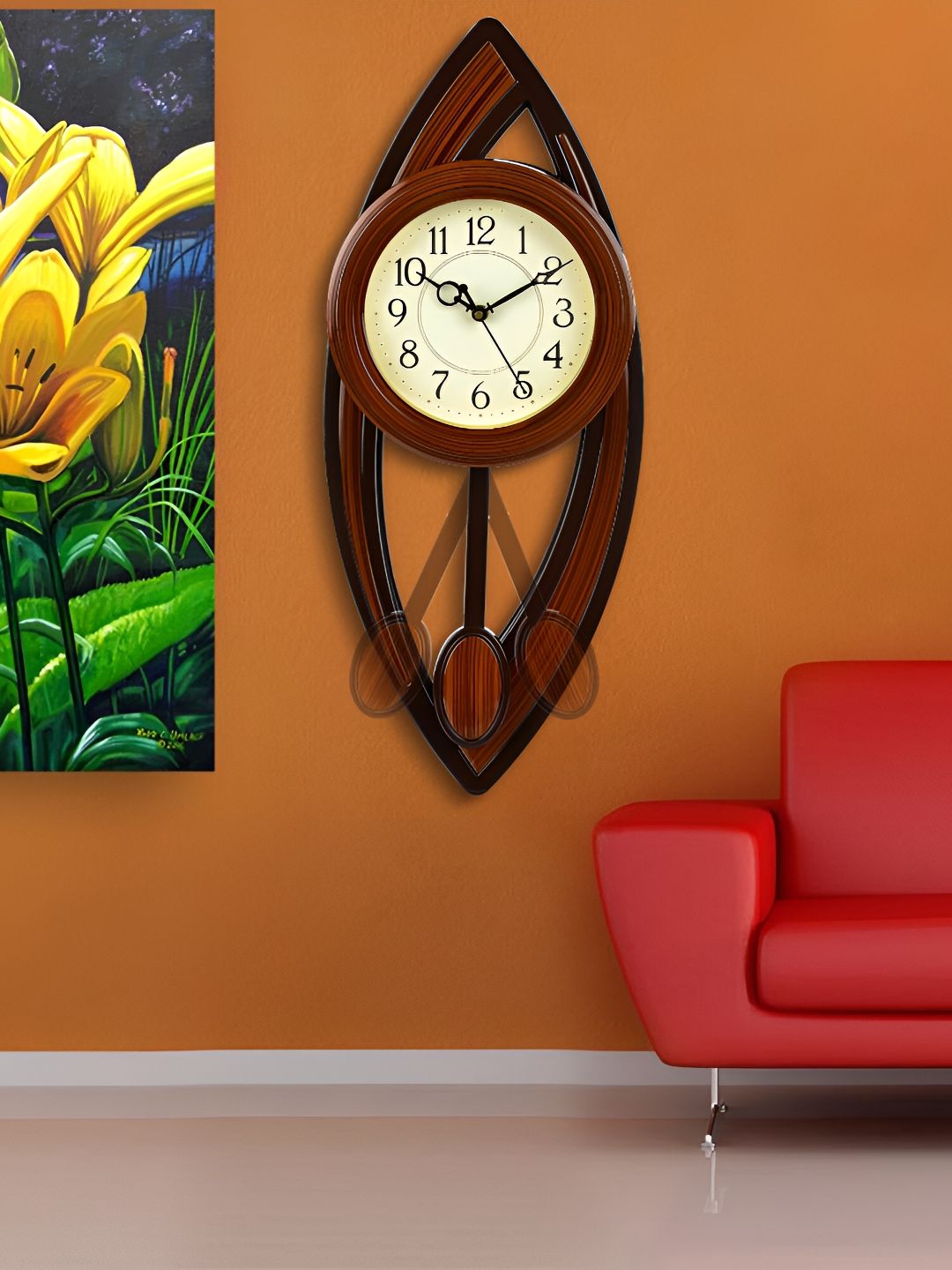 Attractionz Brown & Beige Textured Vintage Round Shaped Wall Clock-picture-28