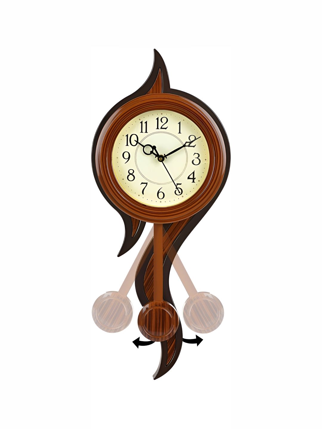 Attractionz Brown & Beige Textured Contemporary Pendulum Wall Clock-picture-14