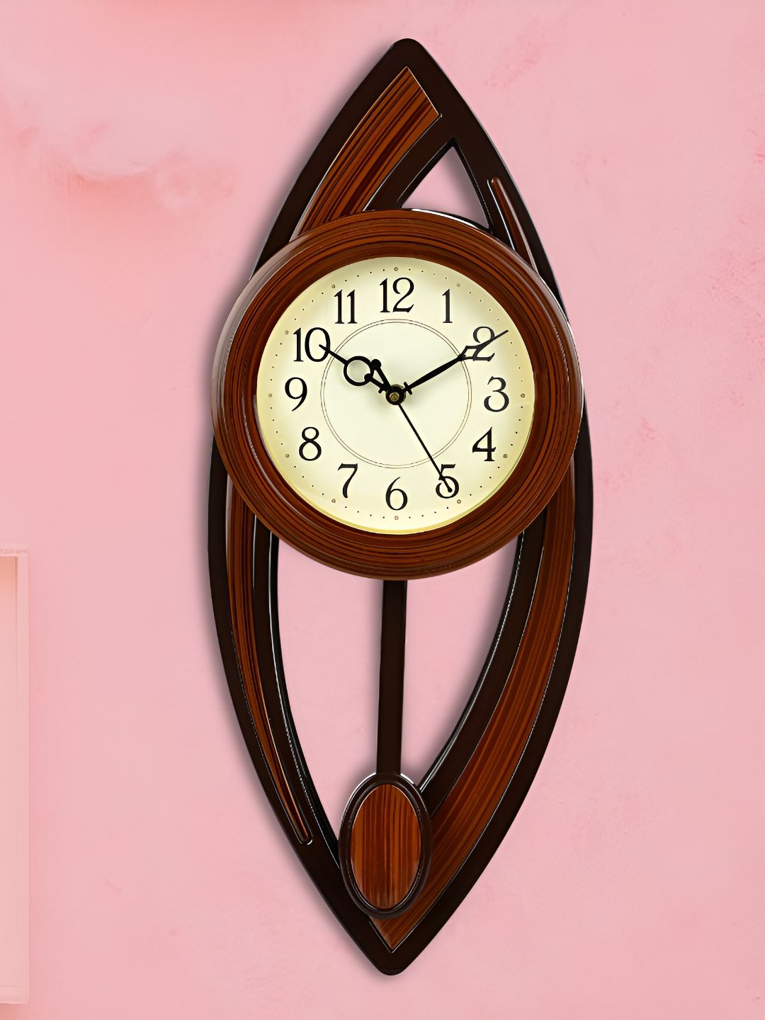 Attractionz Brown & Beige  Round Shaped Contemporary Pendulum Wall Clock-picture-15