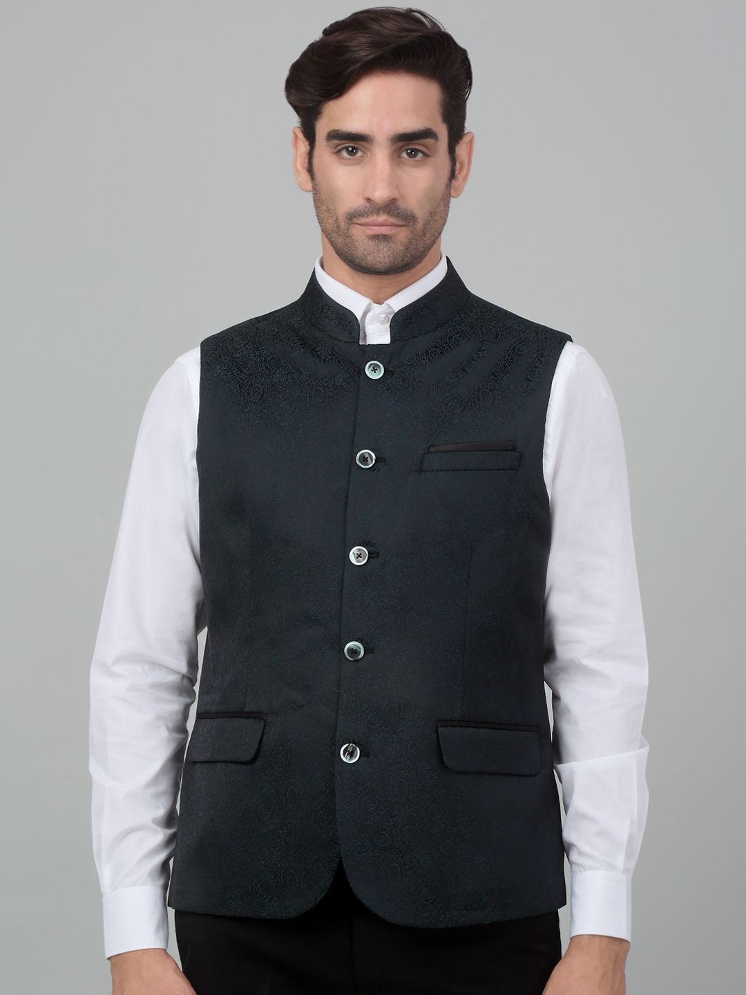 Cantabil Woven Design Single-Breasted Slim Fit Nehru Jacket-picture-50