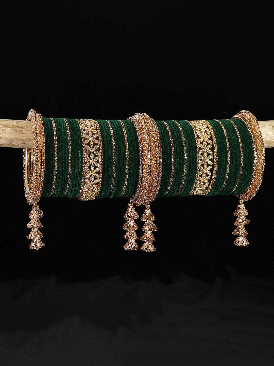 LAVAZZA Set Of 74 Zircon Studded Latkan Chuda Bangles-picture-20