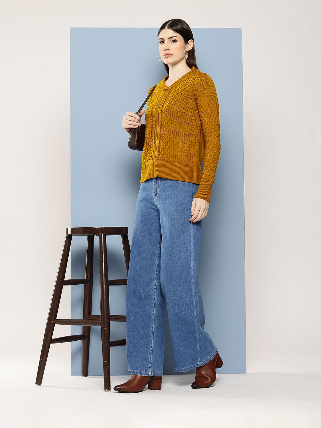 Buy Chemistry Cable Knit Pure Acrylic Cardigan - Sweaters for Women