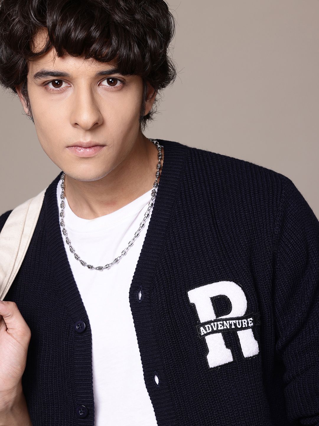 The Roadster Lifestyle Co. Typography Longline Sweater with Varsity Applique Detail-picture-49