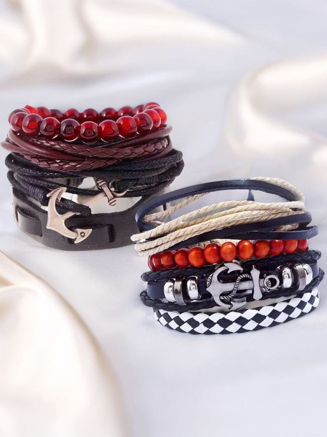 UNIVERSITY TRENDZ Men Set Of 2 Leather Bracelet-image-34