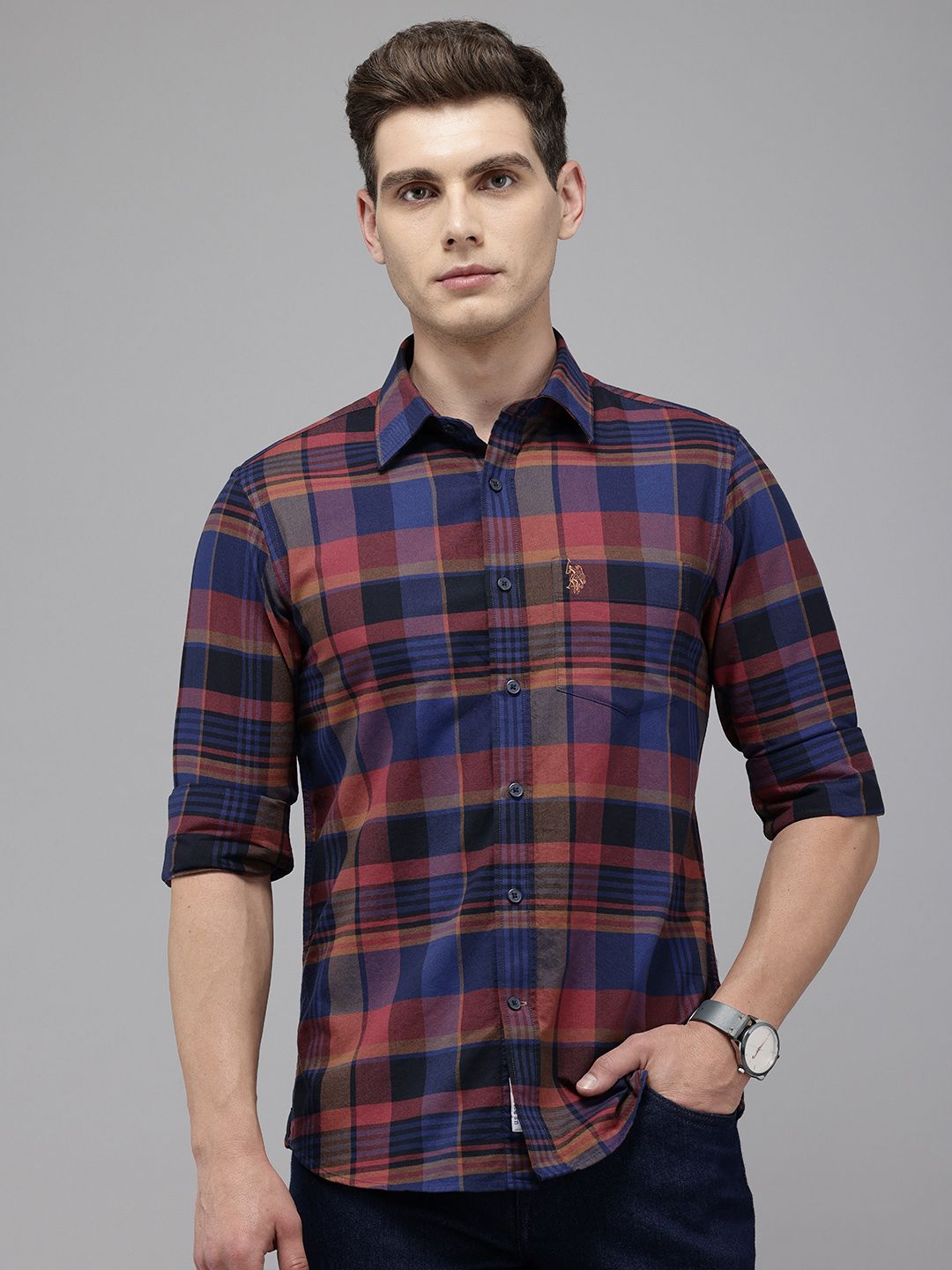 U.S. Polo Assn. Pure Cotton Tailored Fit Checked Casual Shirt-picture-19