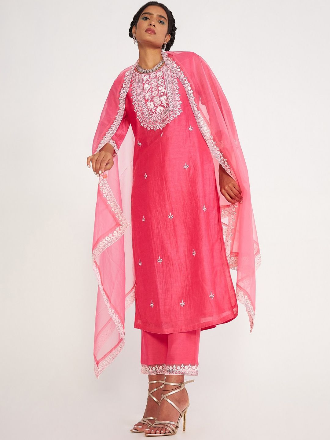 Asaga Ethnic Motifs Thread Work Chanderi Silk Straight Kurta With Salwar & Dupatta-picture-26