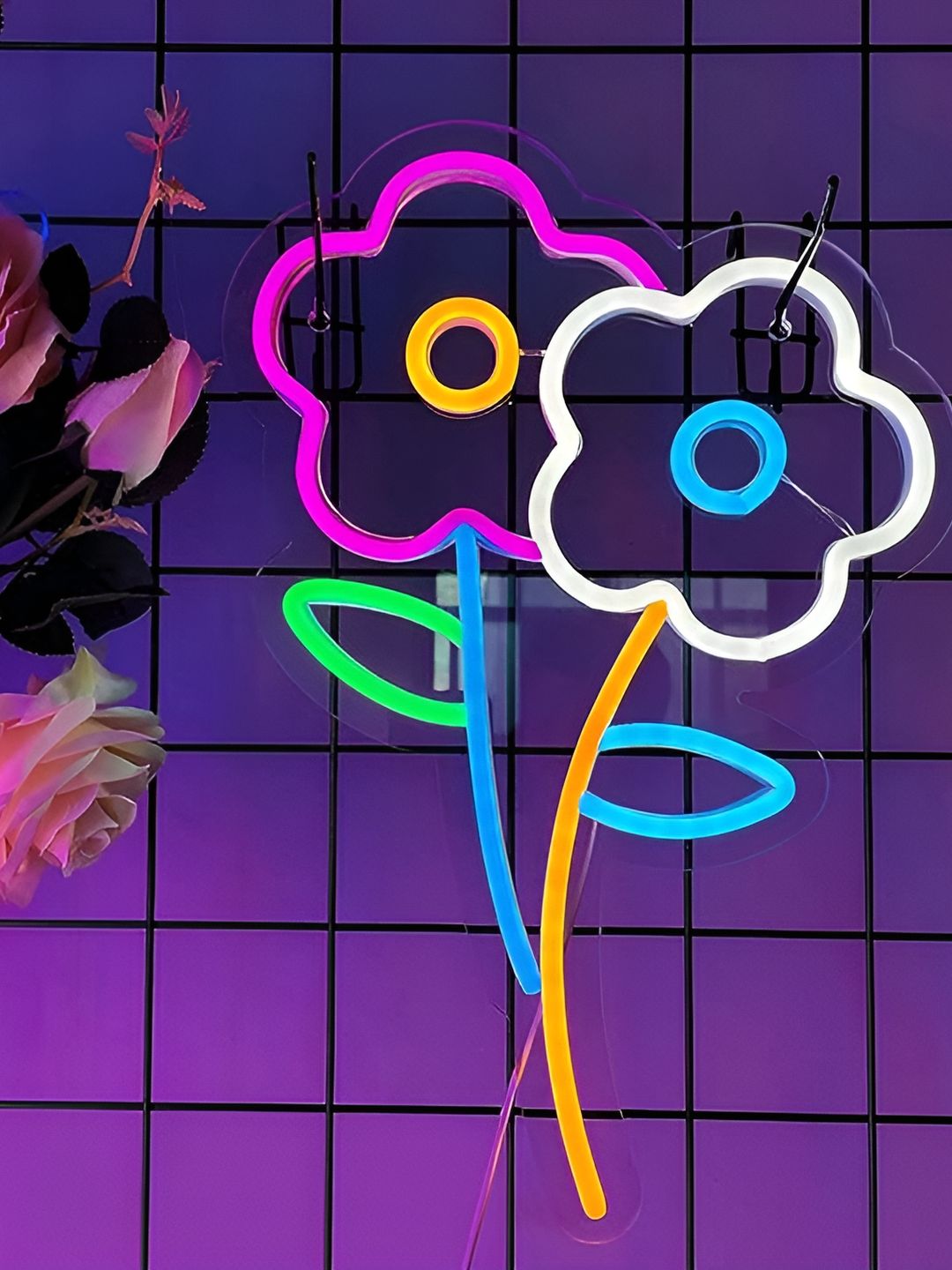 the party planet Purple & Blue Flower Shaped Acrylic LED Neon Lights-image-49