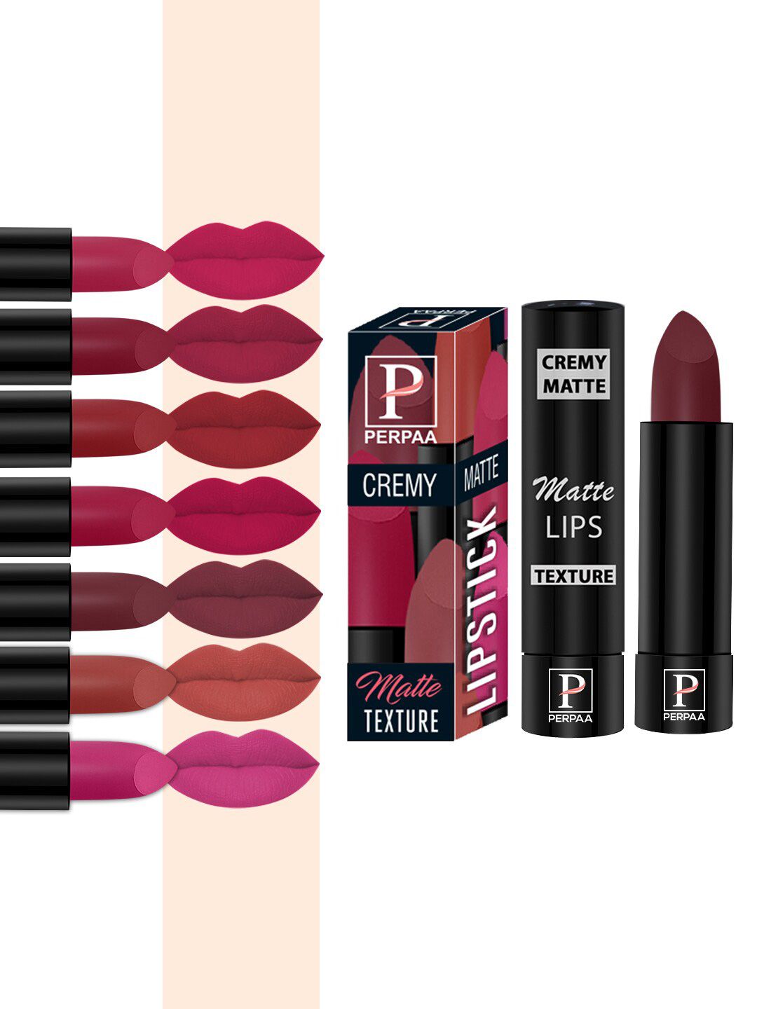 PERPAA Set Of 8 Creamy Matte Lipsticks With Jojoba Oil - 3.5g Each-image-34