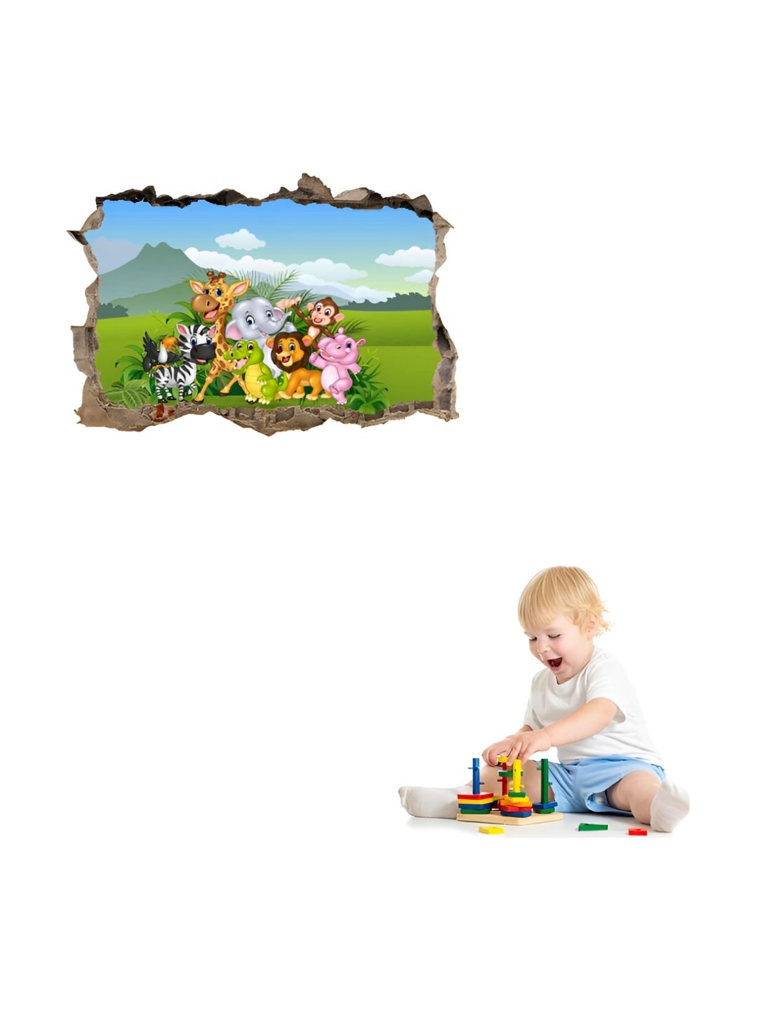 Jaamso Royals Blue & Green Animal Cartoon Printed Self-Adhesive Wall Sticker-picture-17