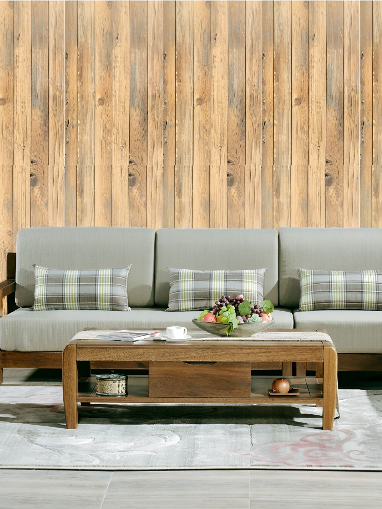 Jaamso Royals Brown Striped Wooden Design Self Adhesive Wall Sticker-picture-20