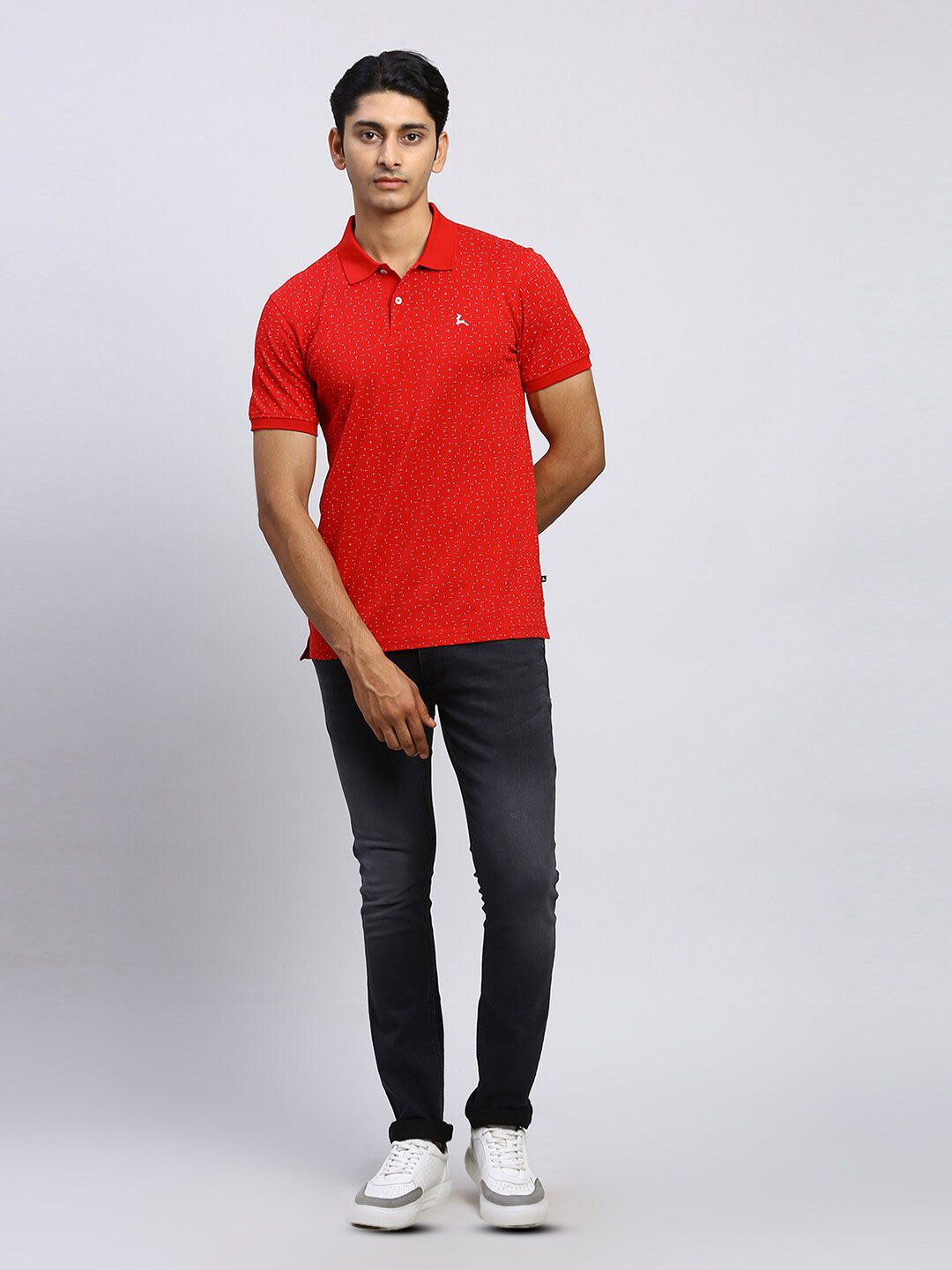 Buy Parx Geometric Printed Polo Collar Short Sleeves Cotton T Shirt ...