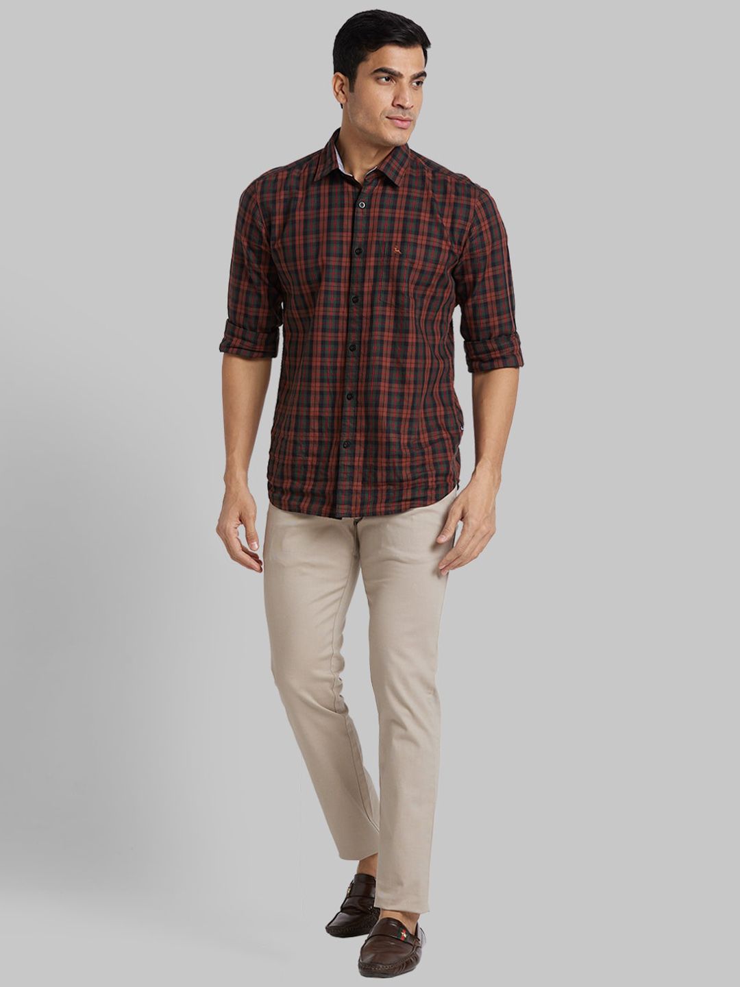 Buy Parx Tapered Fit Mid Rise Cotton Regular Trousers - Trousers for ...