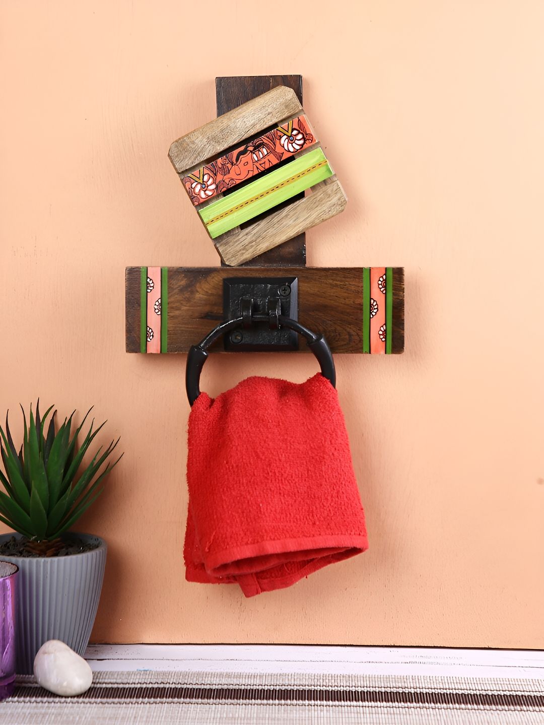 Aura Brown Madhubani Art Towel Holder-picture-15