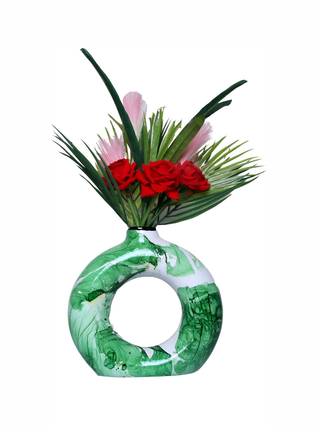 GW CREATIONS Green Round Shaped Vases-picture-35