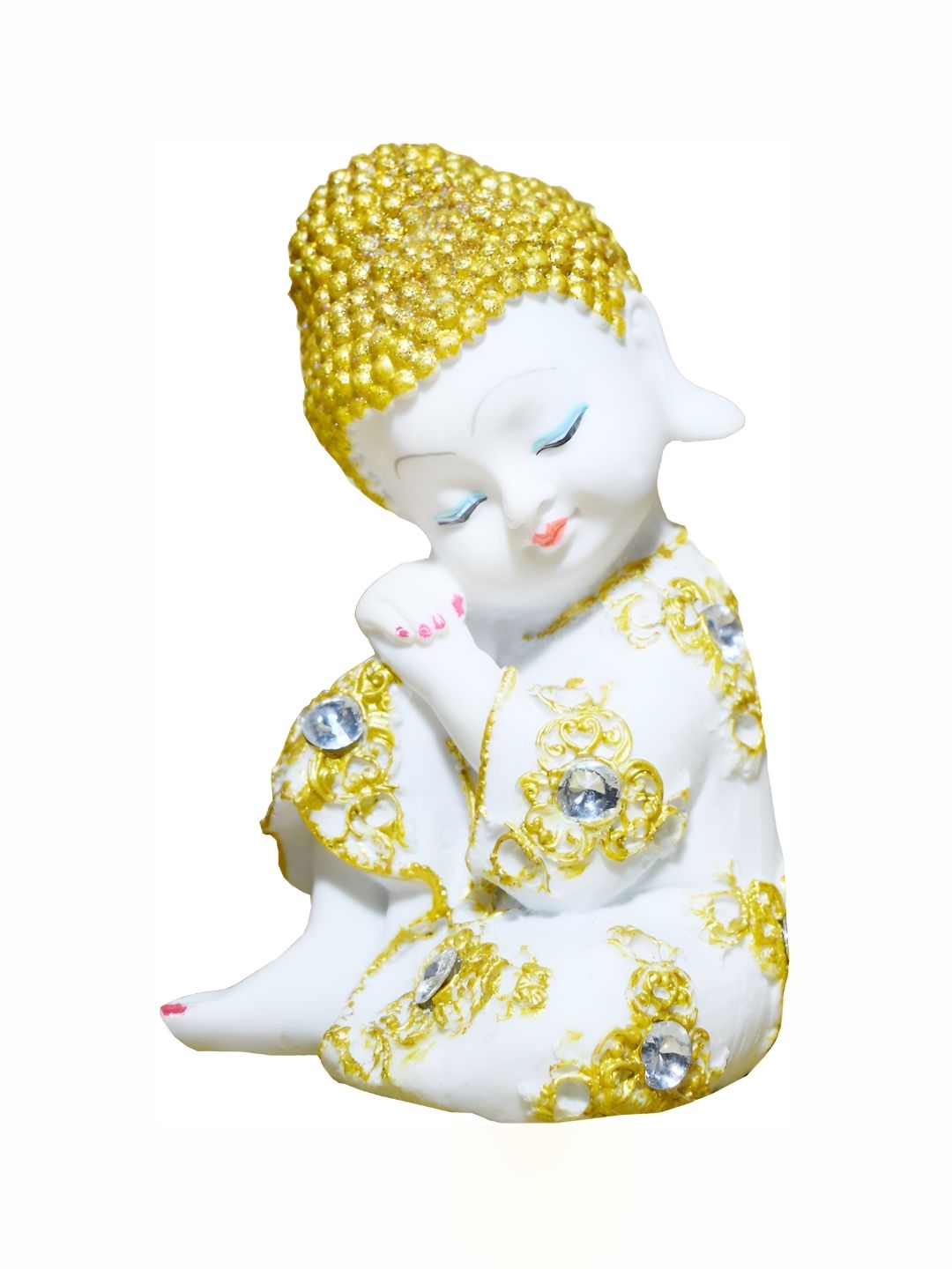 GW CREATIONS White & Yellow Buddha Figurine Showpiece-picture-27