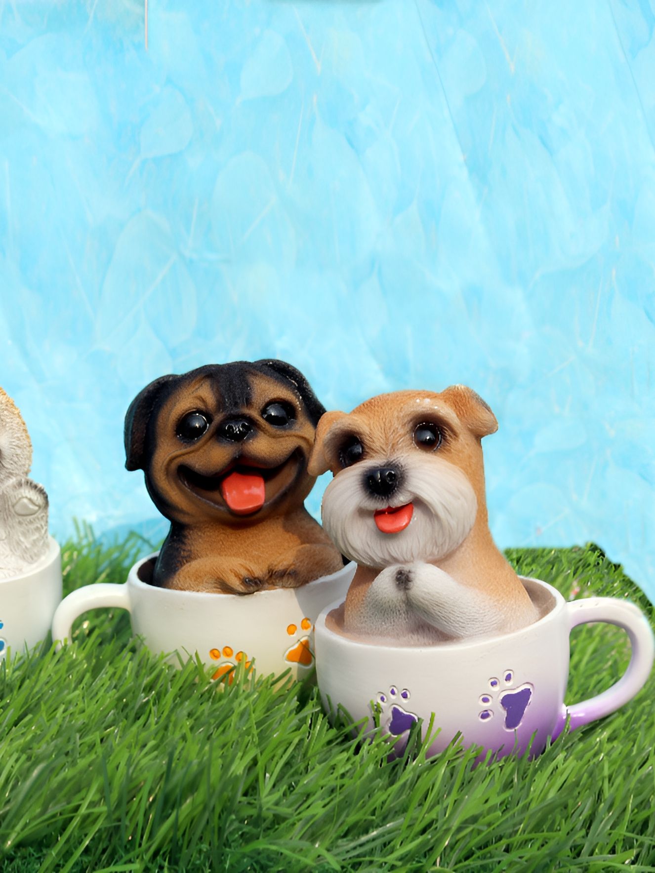 GW CREATIONS Brown & White 4 Pieces Puppies Figurine Showpiece-picture-12