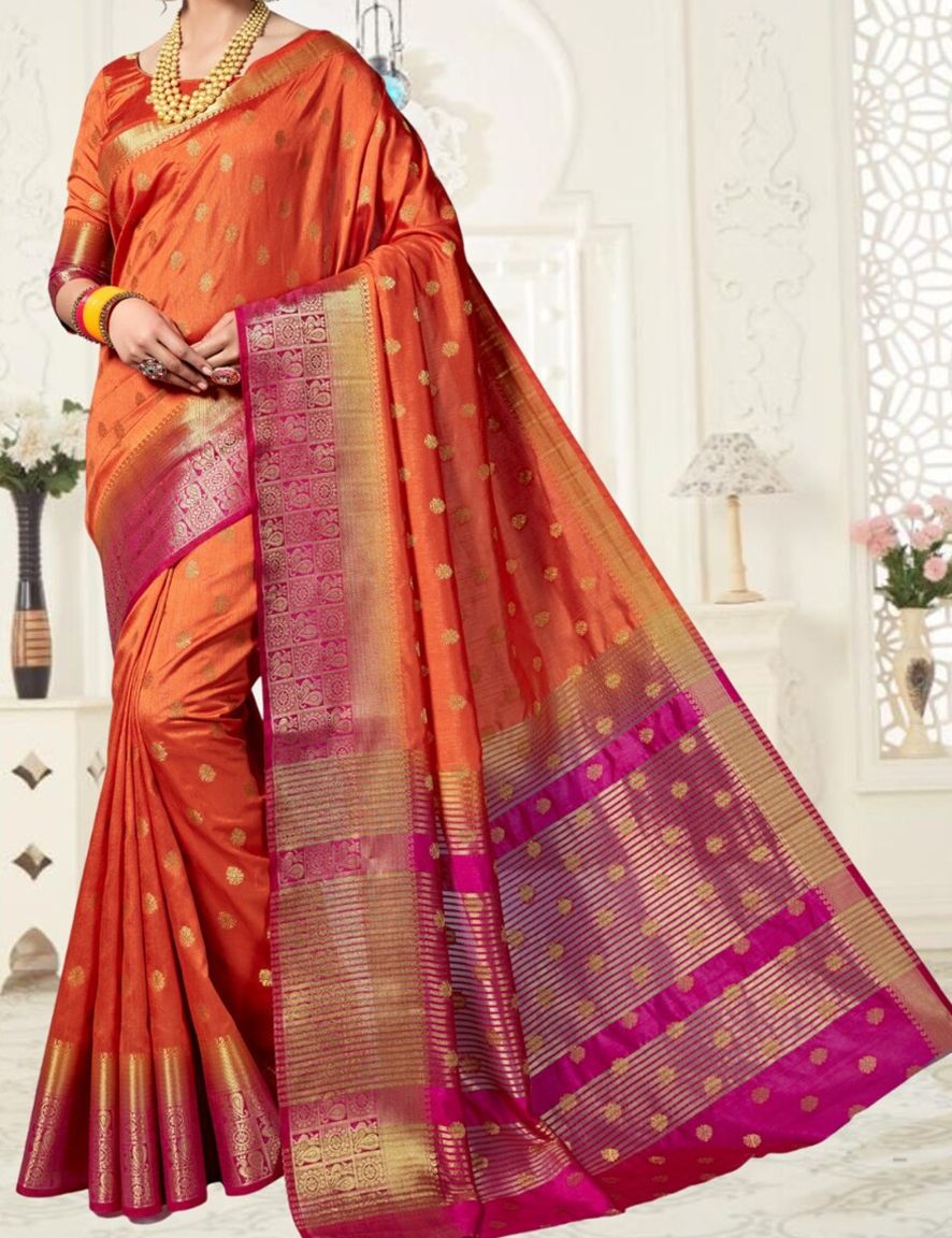 Saree mall Ethnic Motifs Zari Silk Blend Kanjeevaram Sarees main image 0