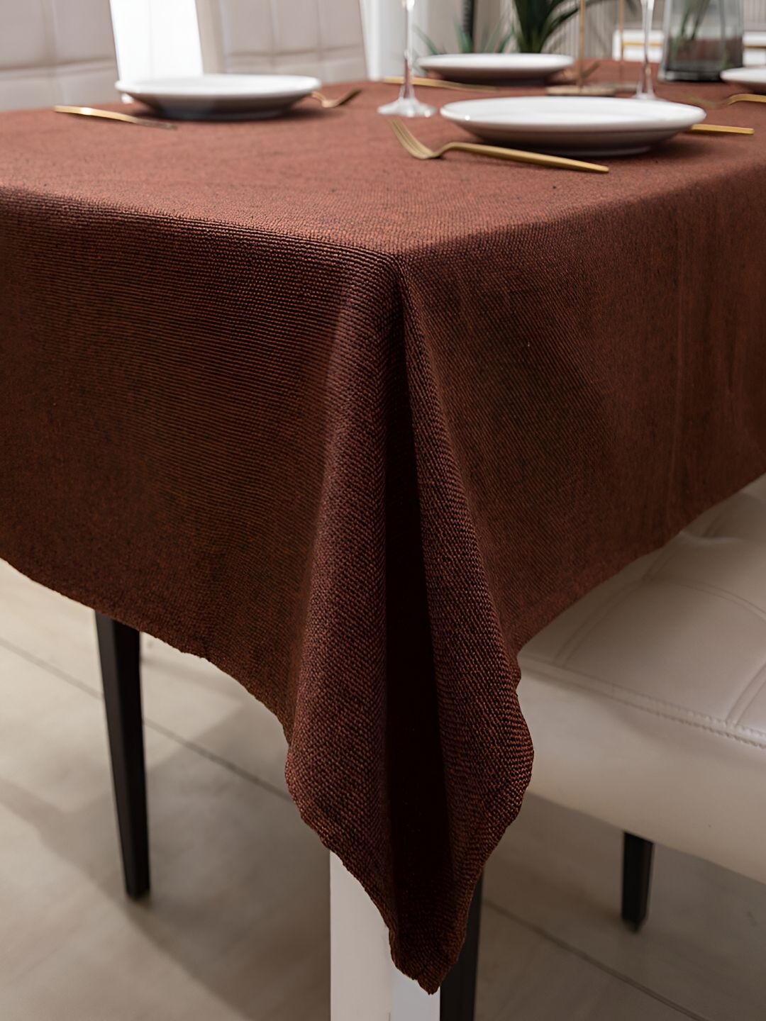 HOKIPO Brown 4 Seater Rectangular Table Cover-picture-38