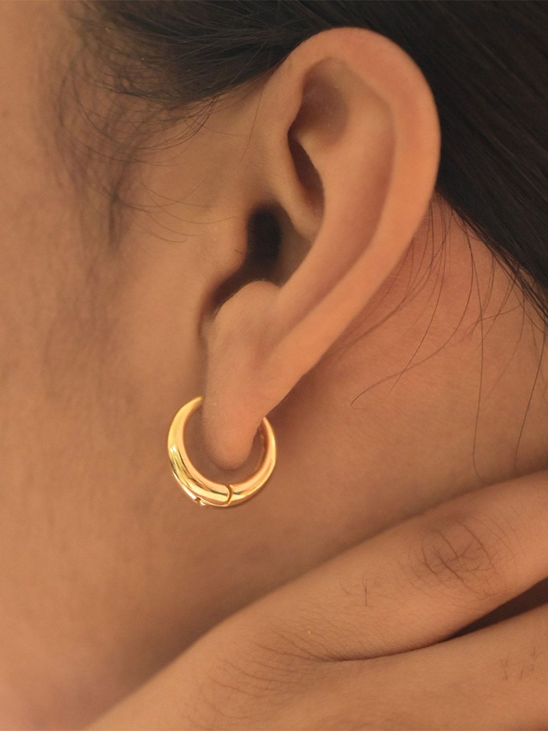 PALMONAS Gold Plated Stainless Steel Circular Hoop Earrings-picture-37