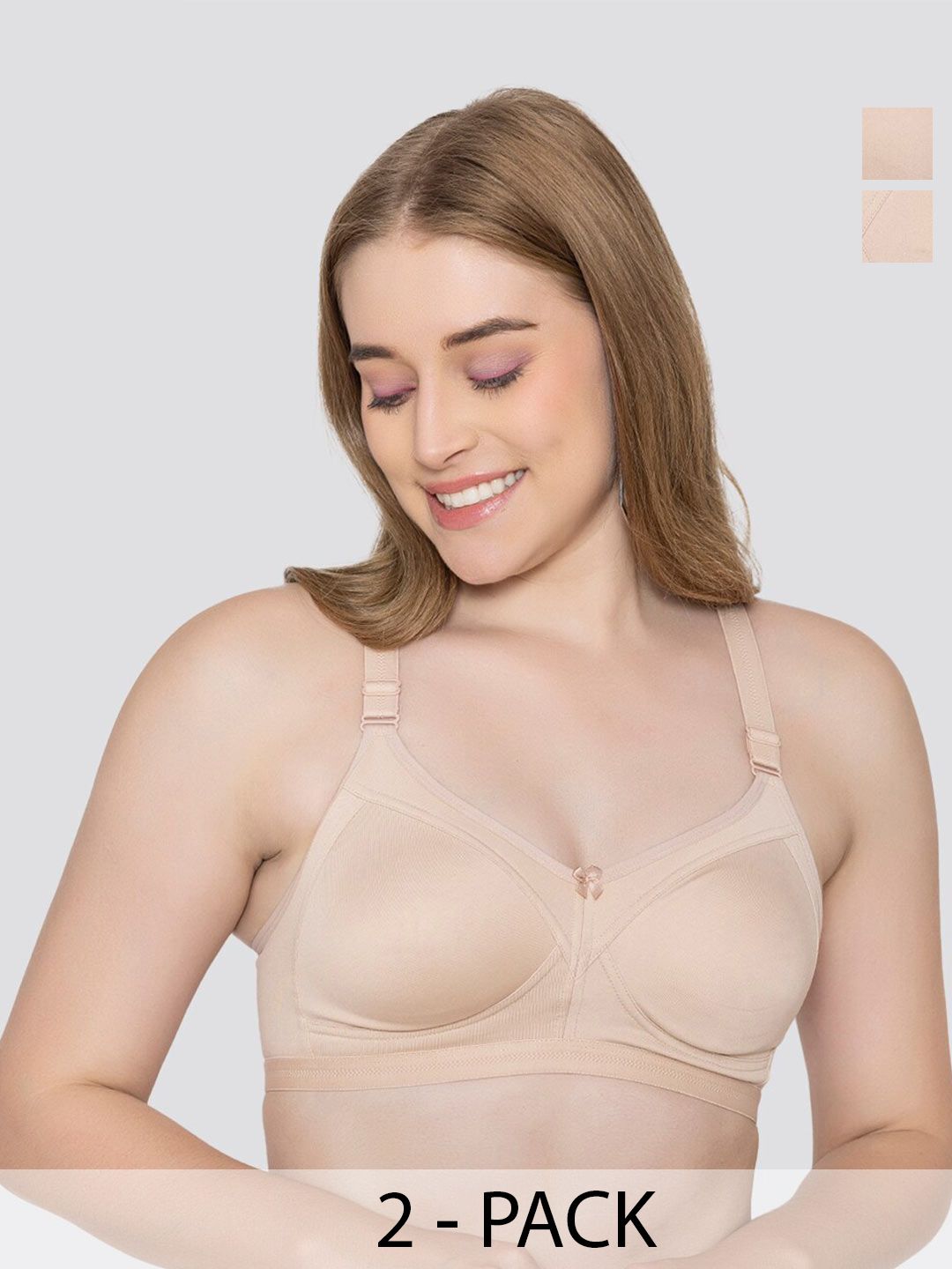 MAASHIE Pack of 2 Full Coverage Seamless Everyday Bra ND-ND