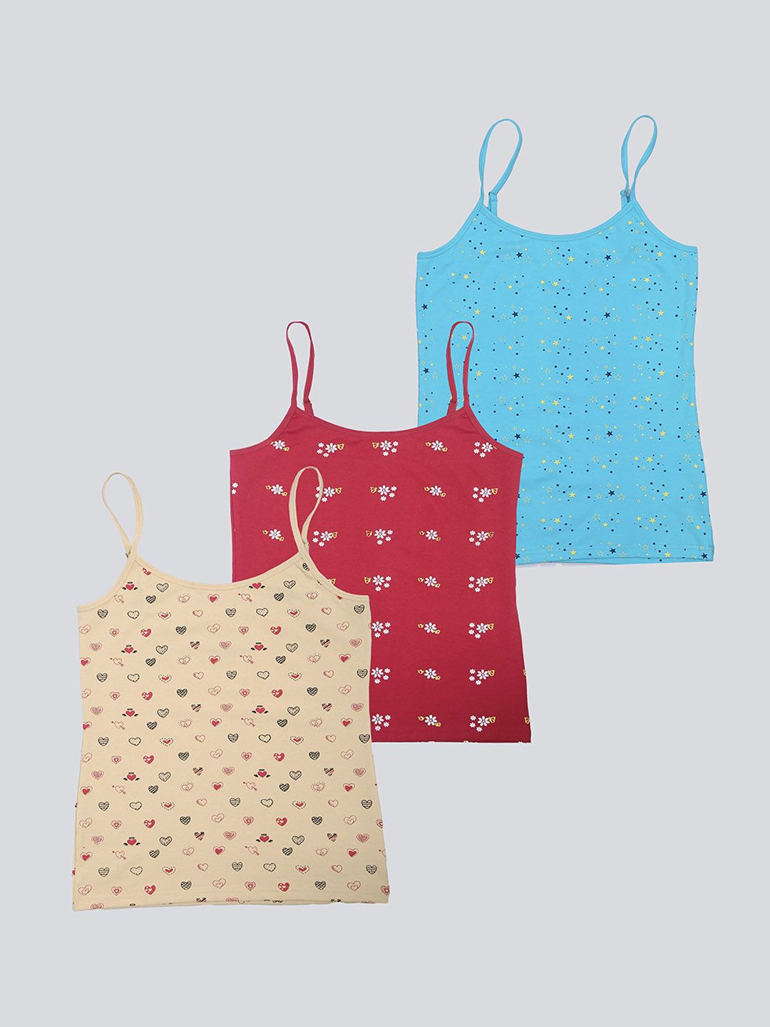 F&S Girls Pack Of 3 Printed Camisoles-picture-38