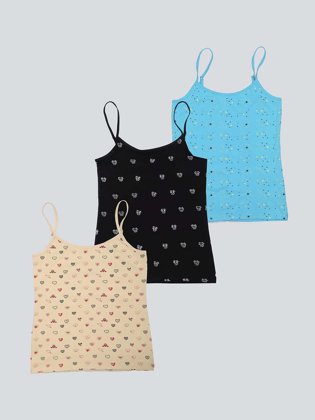 F&S Girls Pack Of 3 Printed Camisoles-picture-42