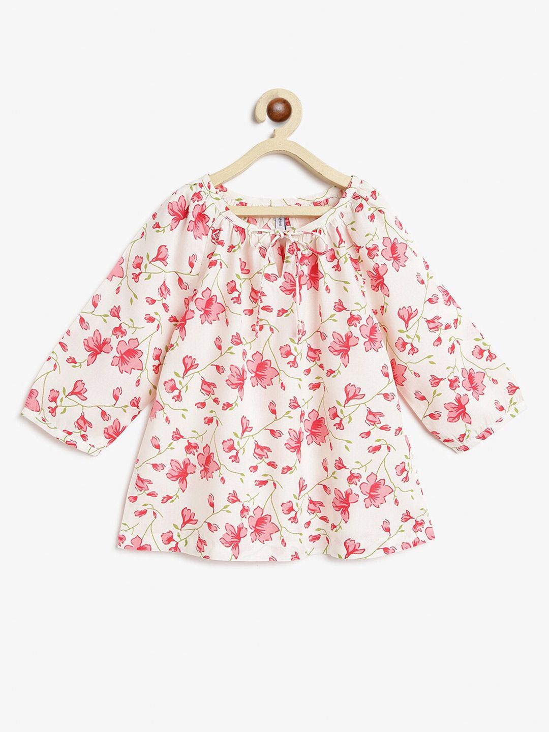 Campana Girls Floral Printed Tie-Up Neck Raglan Sleeves A-Line Top-picture-19