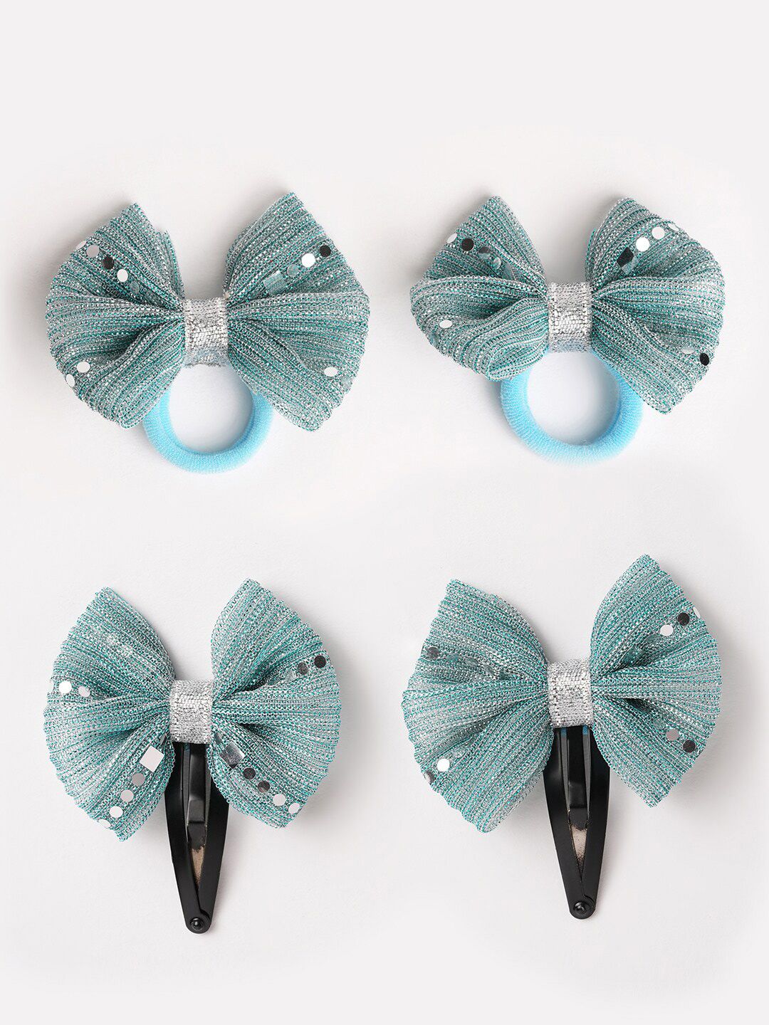 RIBBON CANDY Girls Set of 4 Tic Tac Hair Clip And Ponytail Holders-picture-19