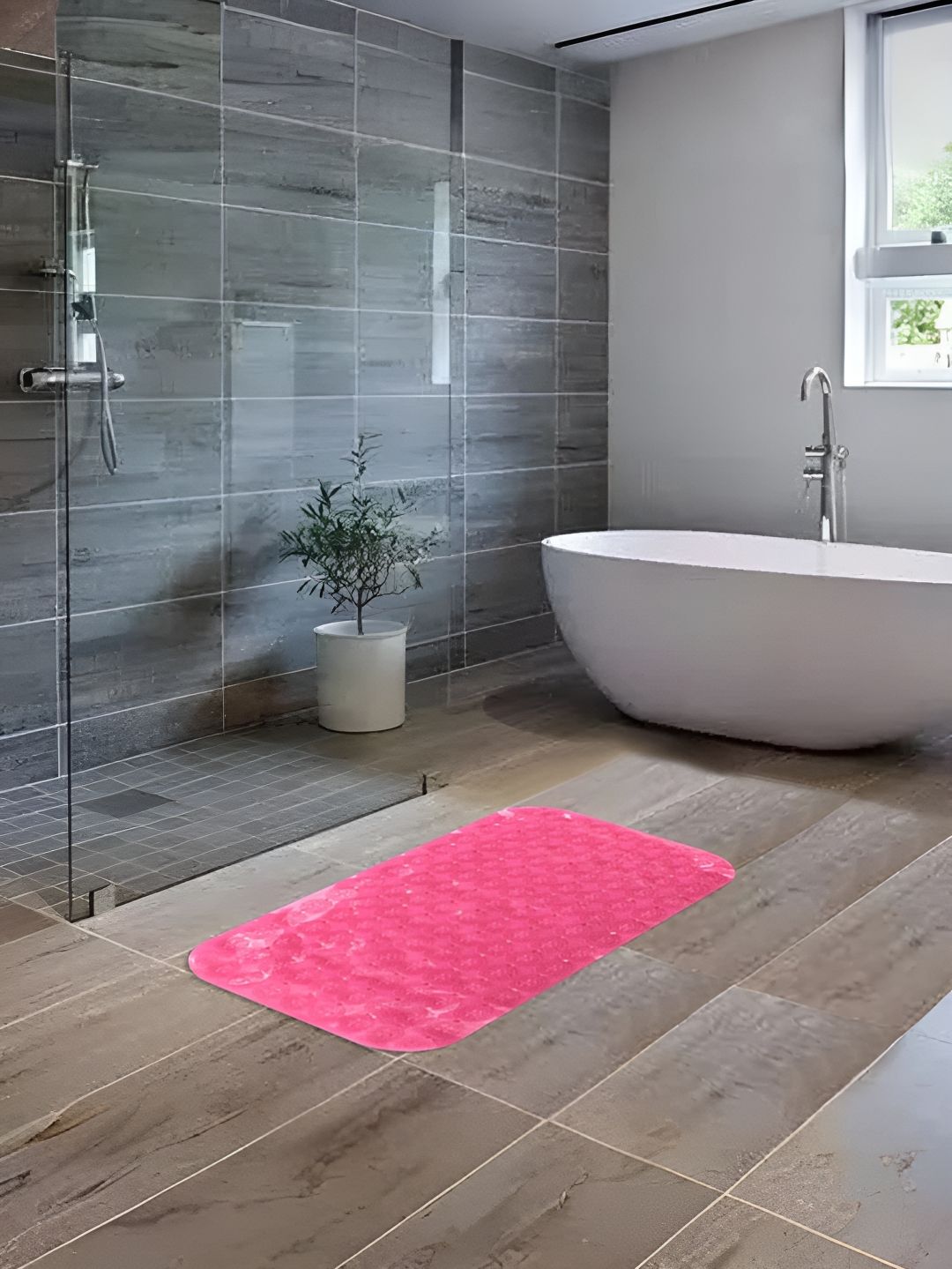 UMAI Pink Textured 240 GSM Anti-Skid Bath Mat-image-39