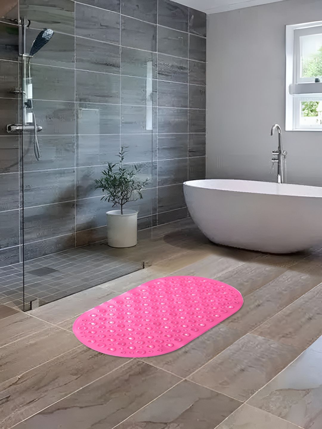 UMAI Pink Textured 240 GSM Anti-Skid Bath Mat-picture-10