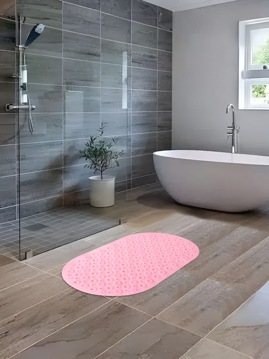 UMAI Pink Textured 240 GSM Anti-Skid Bath Mat-picture-6