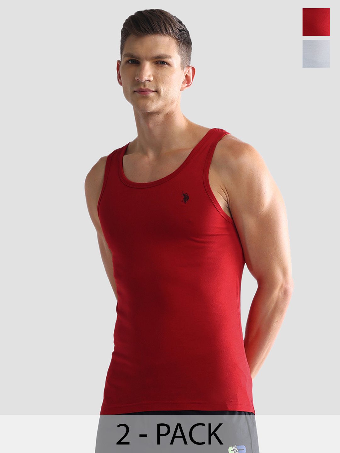 U.S. Polo Assn. Pack Of 2 Pure Cotton Innerwear Vests-image-12