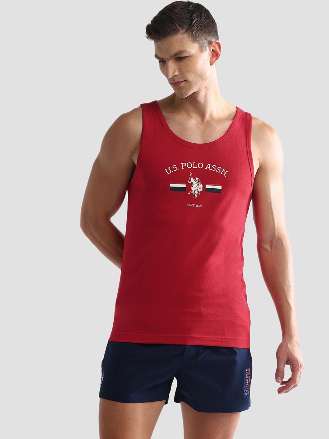 U.S. Polo Assn. Printed Pure Cotton Innerwear Vests OEV02-125-PL