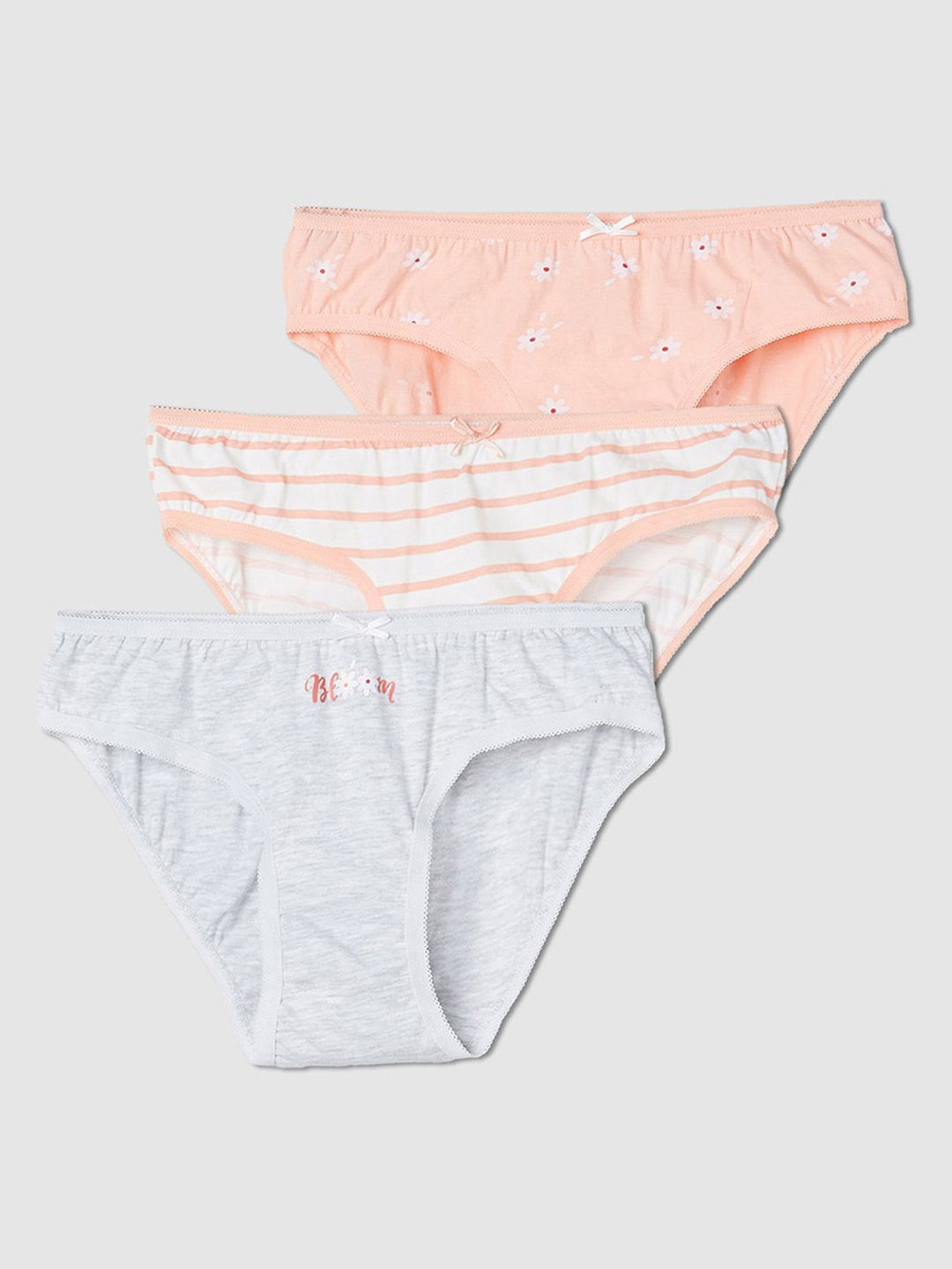 max Girls Pack Of 3 Floral Printed Basic Briefs