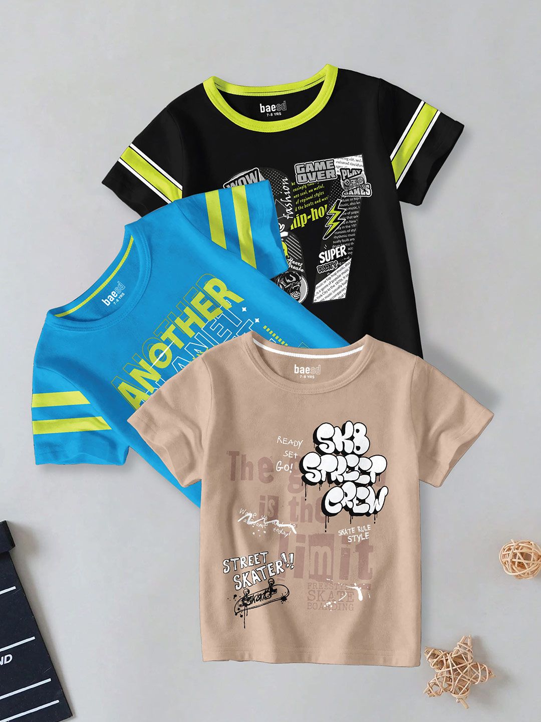 BAESD Boys Typography 3 Printed Applique T-shirt-picture-31