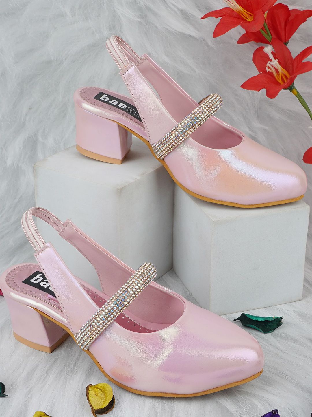 BAESD Girls Embellished Block Heeled Pumps