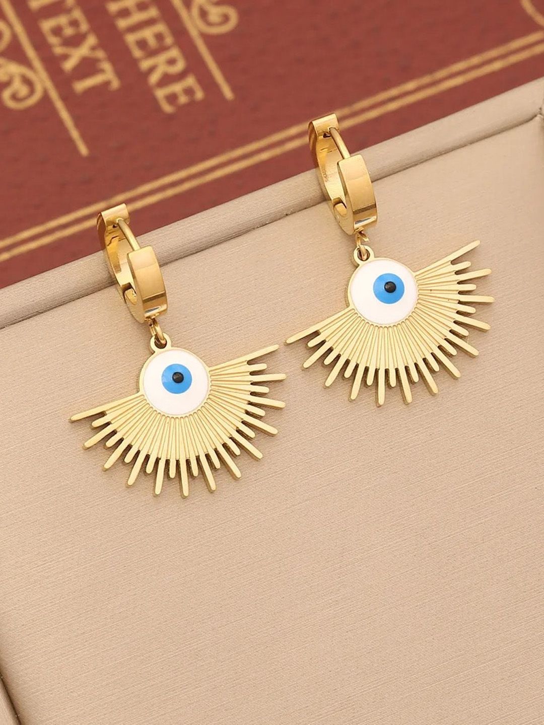 VIEN Gold-Plated Studded Contemporary Drop Earrings-picture-22