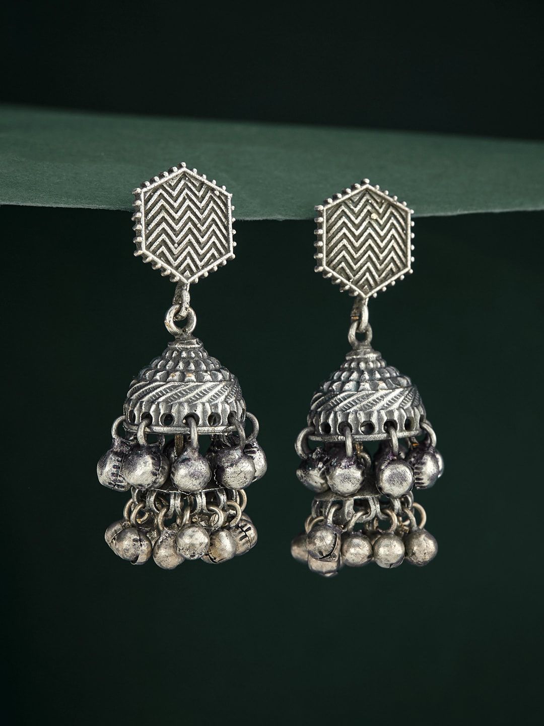 ATIBELLE Silver Plated Jhumkas