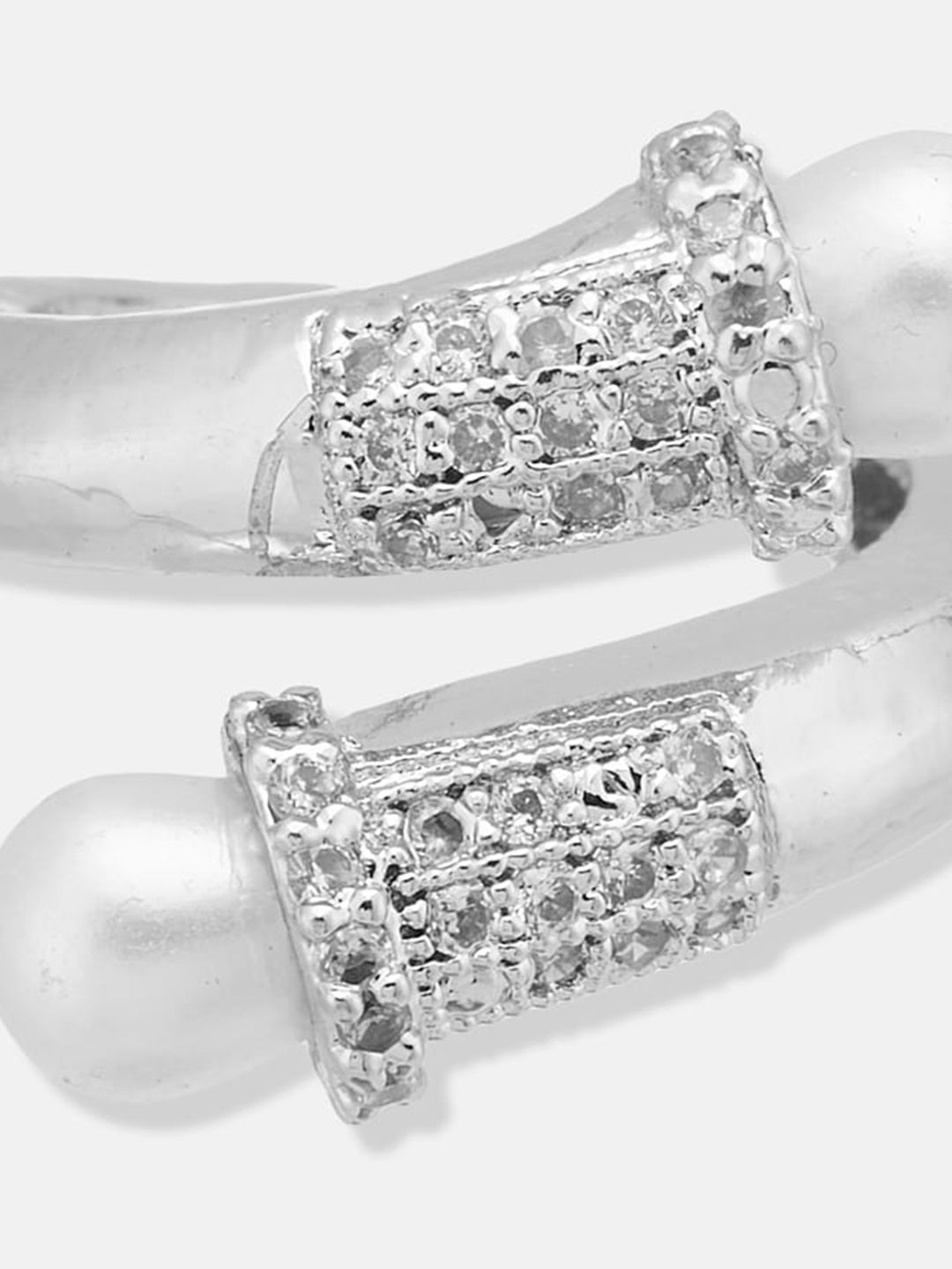 ATIBELLE Silver Plated & CZ Studded Finger Ring