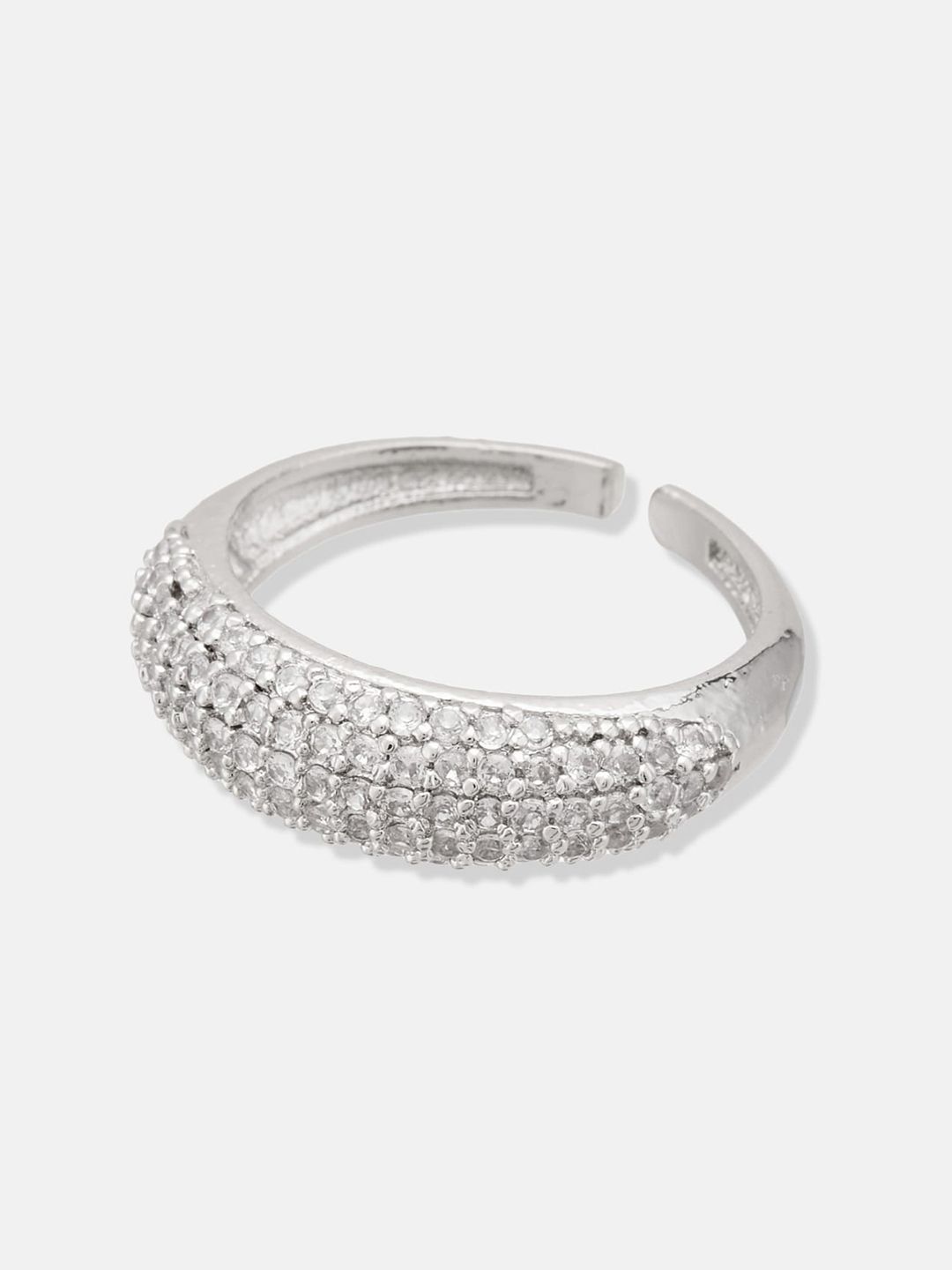 ATIBELLE Silver-Plating CZ-Studded Finger Ring