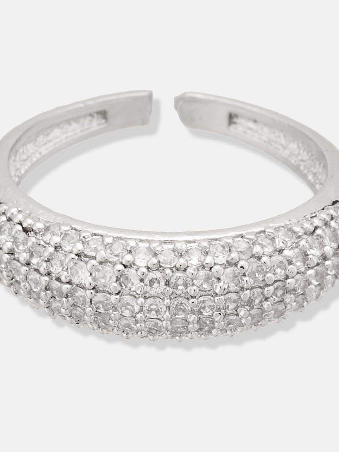 ATIBELLE Silver-Plating CZ-Studded Finger Ring