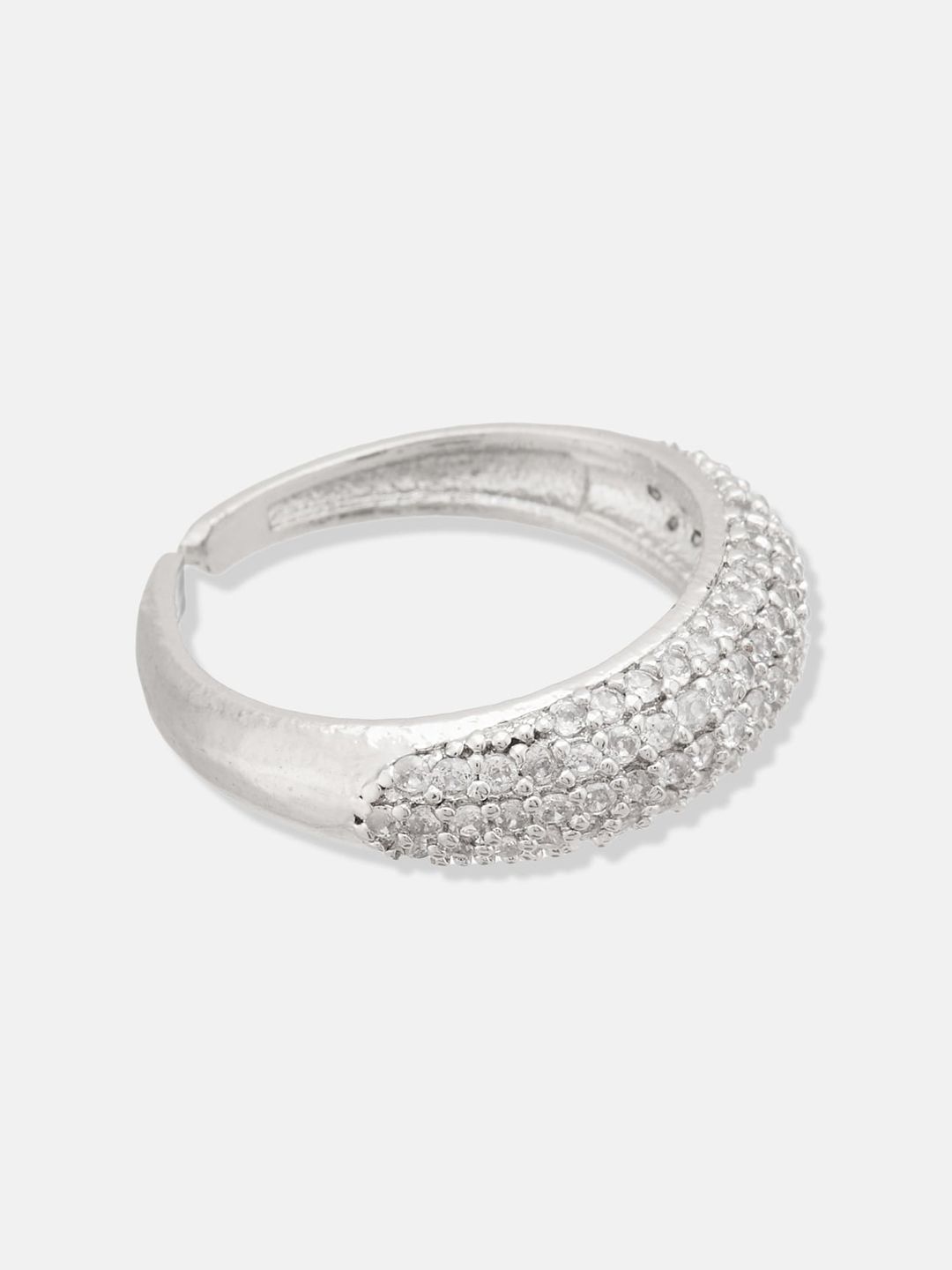 ATIBELLE Silver-Plating CZ-Studded Finger Ring