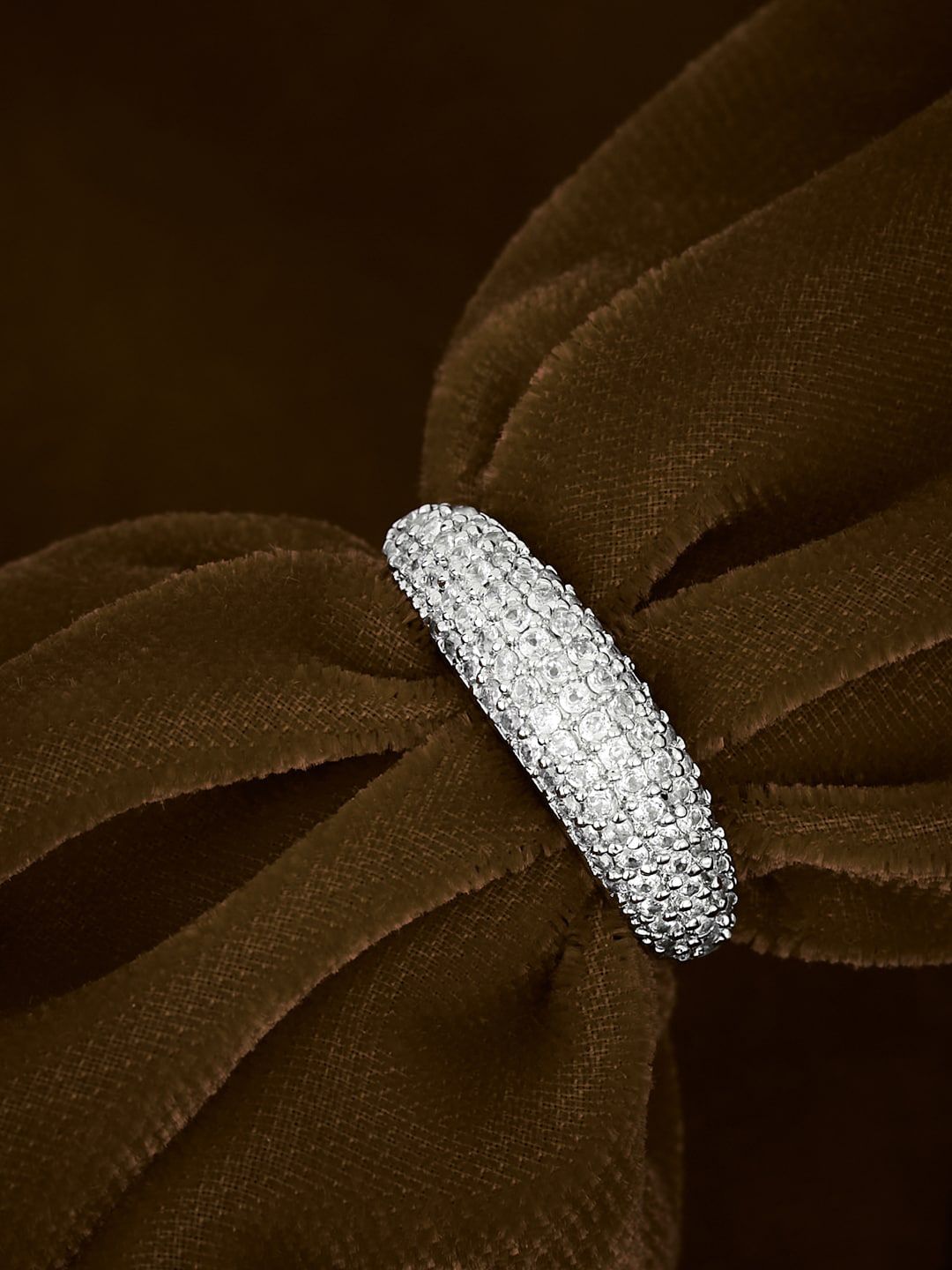 ATIBELLE Silver-Plating CZ-Studded Finger Ring