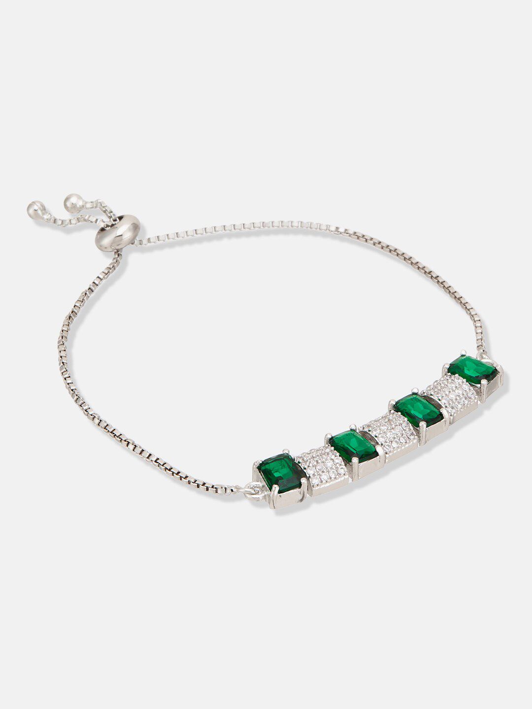 ATIBELLE  Silver-Plated Brass Cubic Zirconia-Studded Wraparound Bracelet