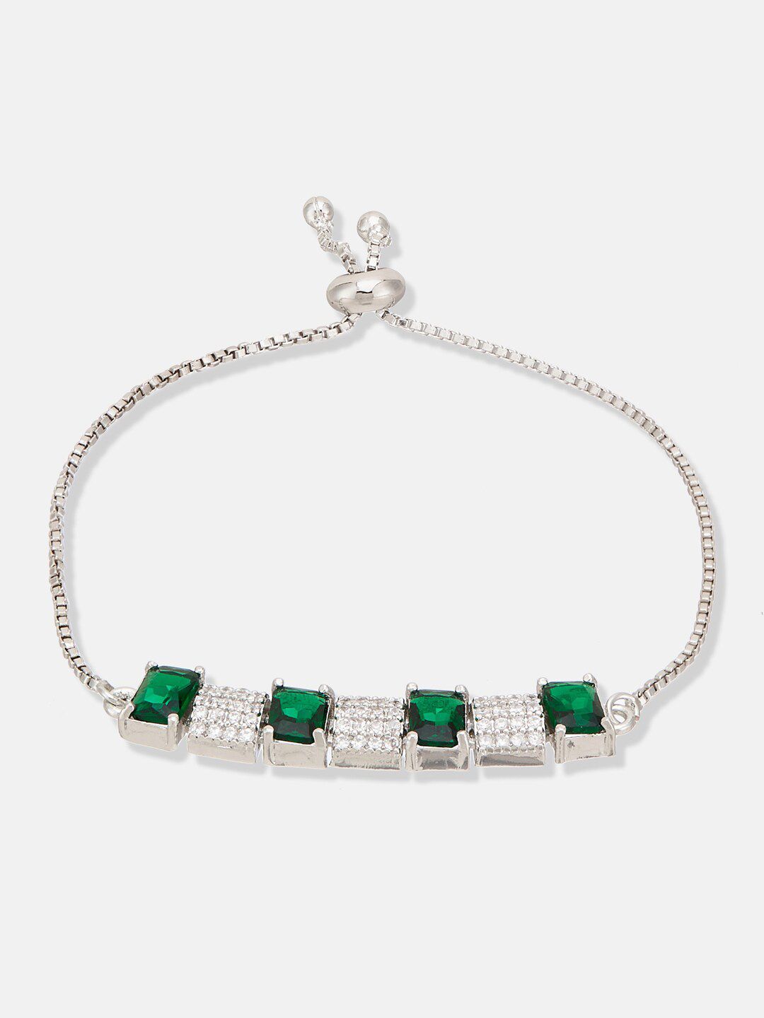 ATIBELLE  Silver-Plated Brass Cubic Zirconia-Studded Wraparound Bracelet