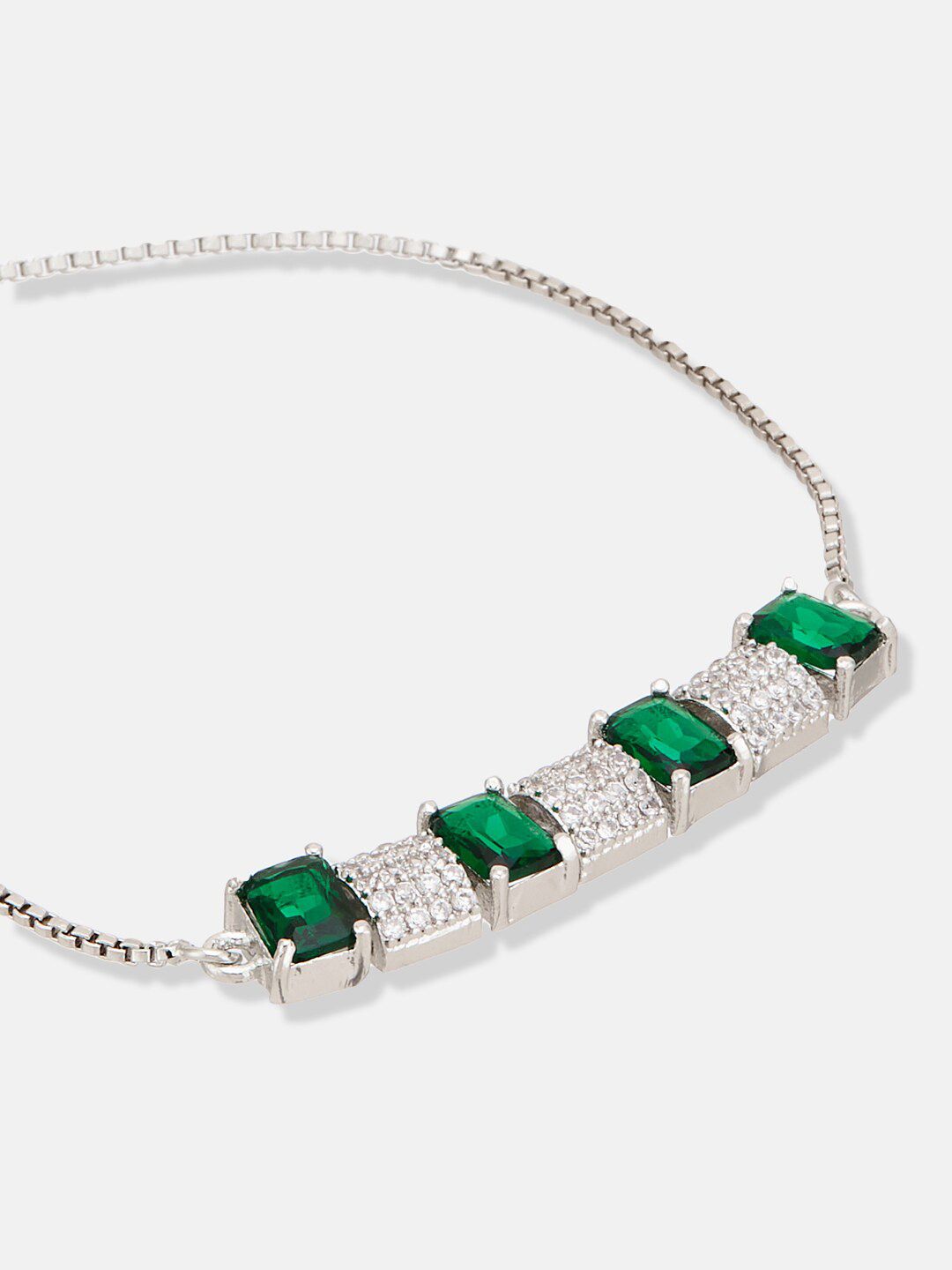 ATIBELLE  Silver-Plated Brass Cubic Zirconia-Studded Wraparound Bracelet