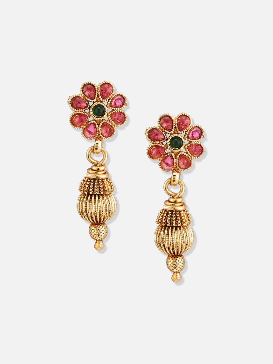 ATIBELLE Gold-Plated Stones Studded & Beaded Jewellery Set