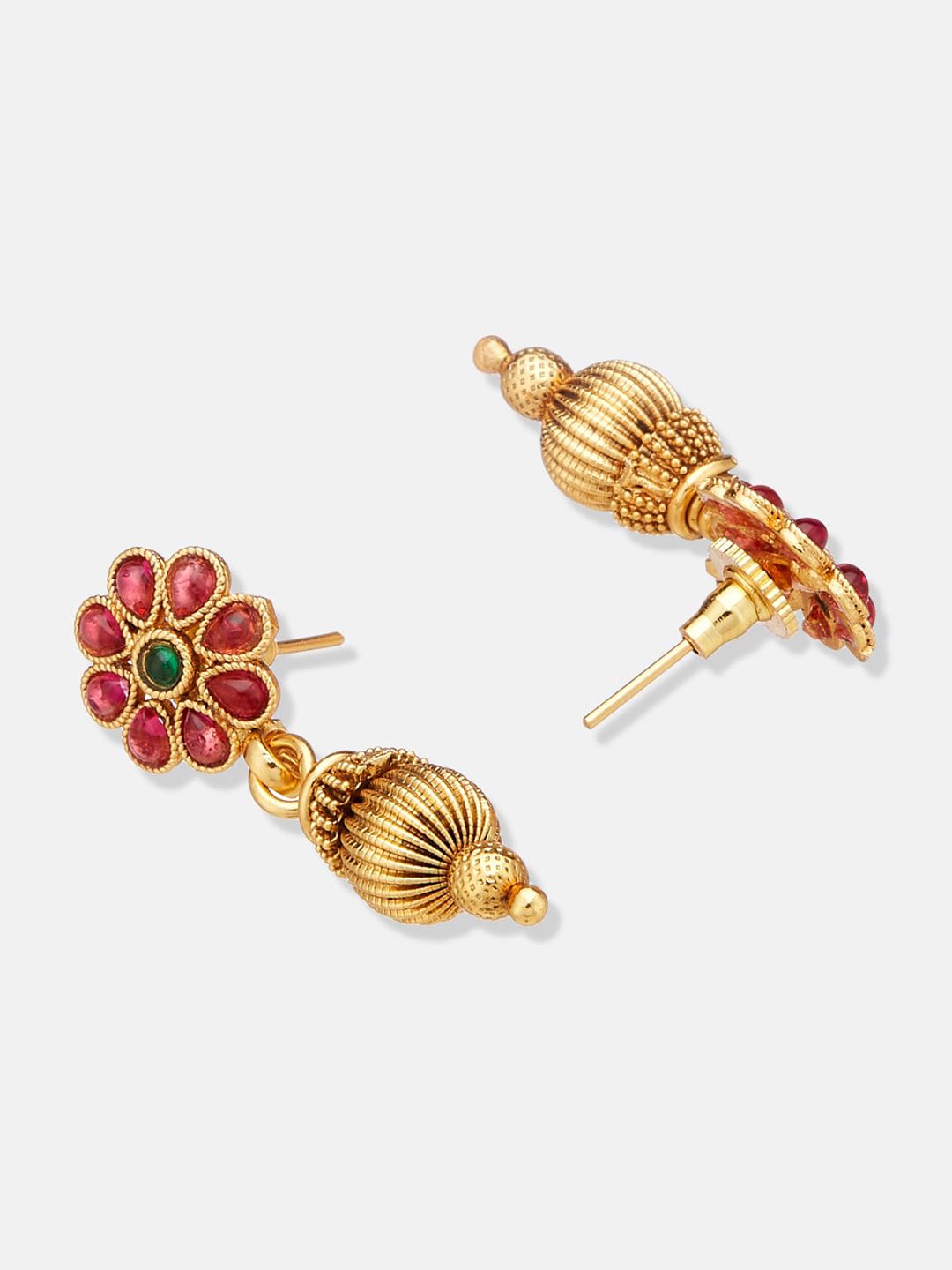 ATIBELLE Gold-Plated Stones Studded & Beaded Jewellery Set