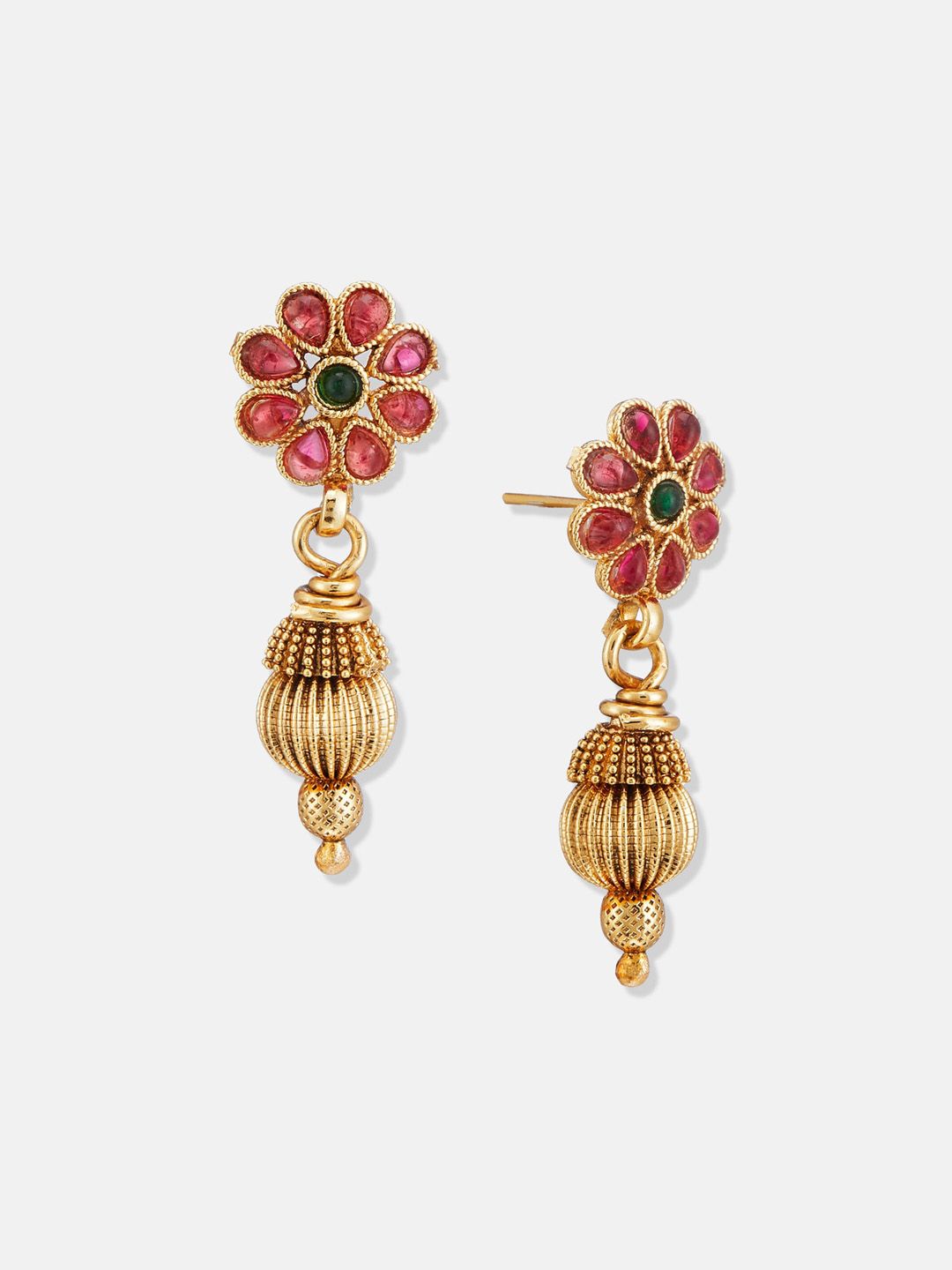 ATIBELLE Gold-Plated Stones Studded & Beaded Jewellery Set