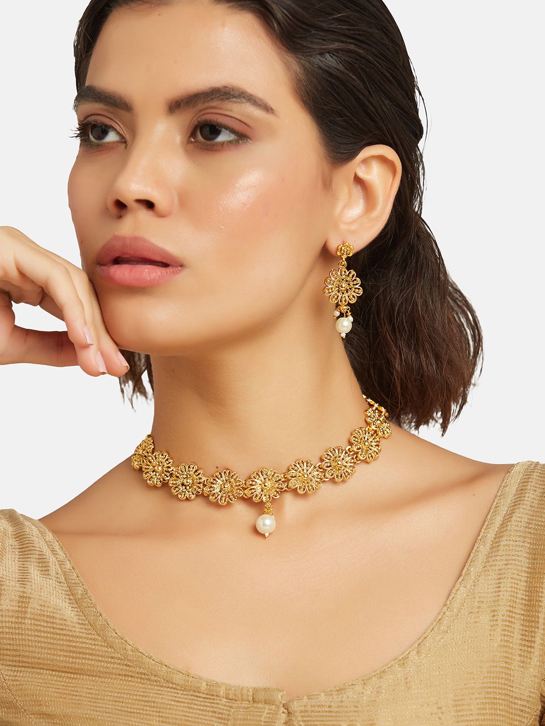 ATIBELLE Gold-Plated Beaded Brass Jewellery Set